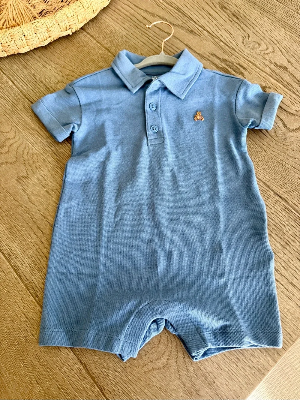 NWT! GAP - Baby Pique Polo Shorty One-Piece 6-12 M | Bainbridge blue!